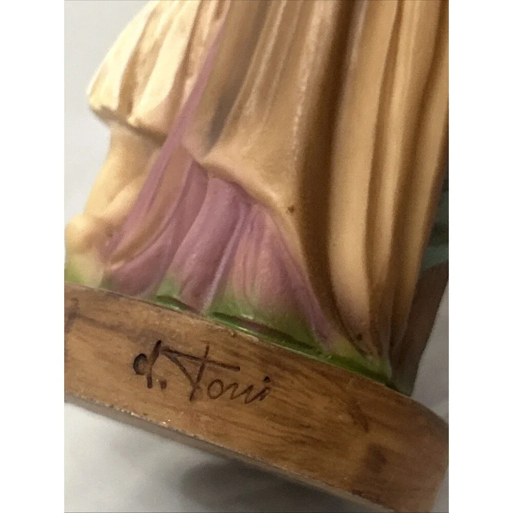 Vintage Resin Italy P.A.T. L. Toni Holy Family Statue Figurine Signed 6.25”